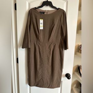 Jones New York Career Fitted Sheath Dress with back zipper, Whiskey, 14, NWT